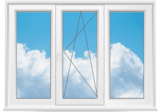 ТРЁХСТВОРЧАТОЕ ОКНО <br>С ДВУМЯ ГЛУХИМИ СТВОРКАМИ